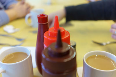 Close-up of tea cup on table