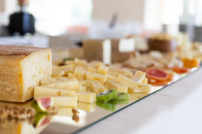 Varied cheese buffet. italian typical cheese.