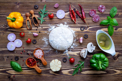 High angle view of ingredients on table