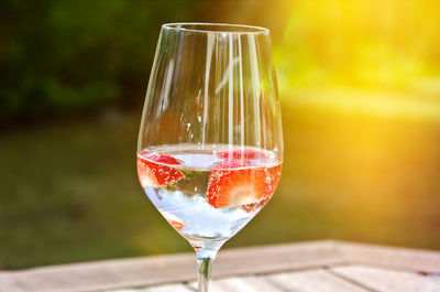 Close-up of wine glass on table