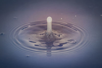 High angle view of water splashing in lake