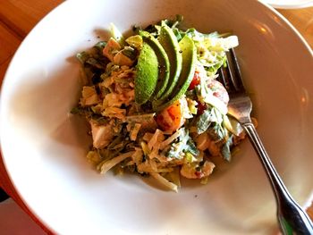 High angle view of food in plate