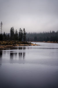 Scenic view of lake against clear sky