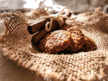 High angle view of bread on table