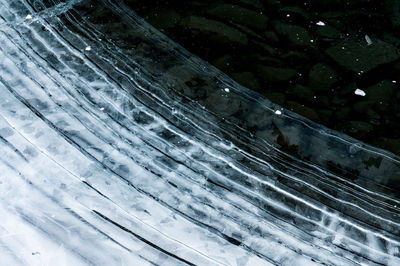 High angle view of frozen lake