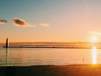 Scenic view of sea at sunset