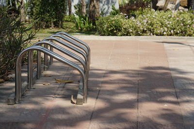 Empty bench in park