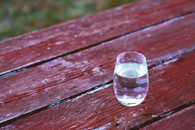 Close-up of glass of water on table