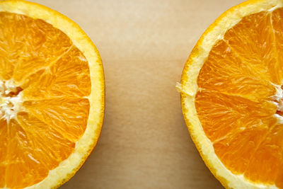 Close-up of orange slices on table