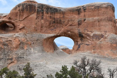 Low angle view of rock formation