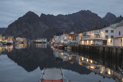 Fishing village on the lofoten islands at night