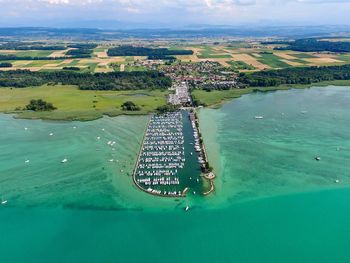 High angle view of sea against sky