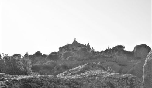 Panoramic view of temple against clear sky