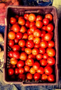 Full frame of tomatoes in market