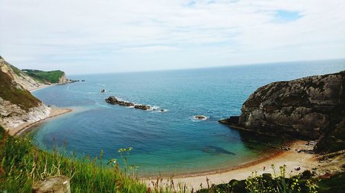 High angle view of sea against sky