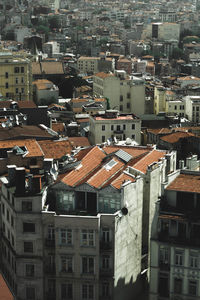 High angle view of residential district