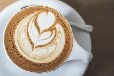 High angle view of coffee on table