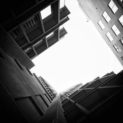 Low angle view of buildings against clear sky