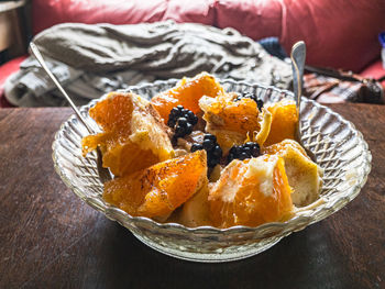 Close-up of dessert on table