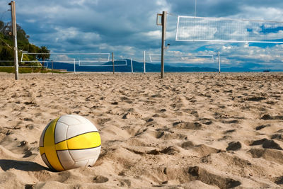 Close-up of ball on beach