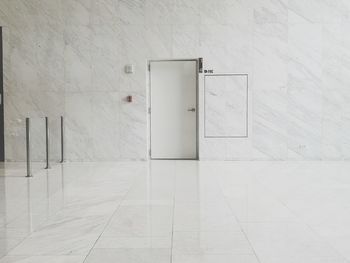 White door of building