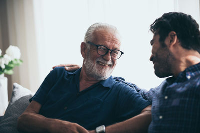 Father and son talking