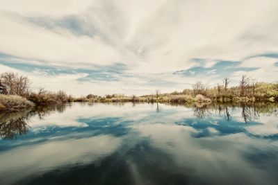 Scenic view of lake against sky