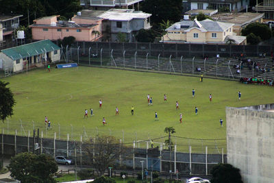 High angle view of people in park