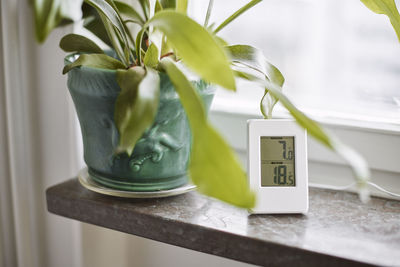 Thermometer on windowsill