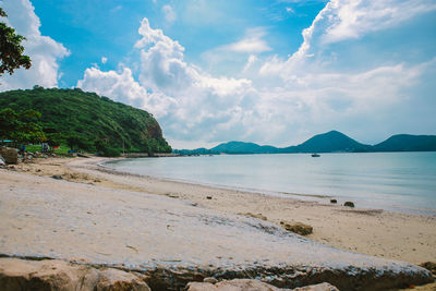 Scenic view of beach against sky