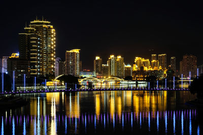 Illuminated city at night