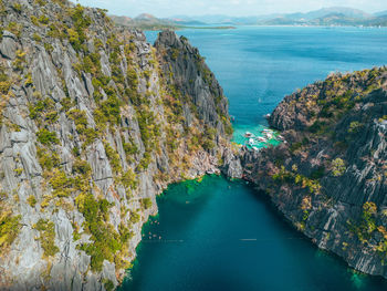 High angle view of sea against sky