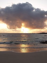 Scenic view of sea against cloudy sky