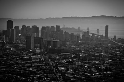 Cityscape against clear sky