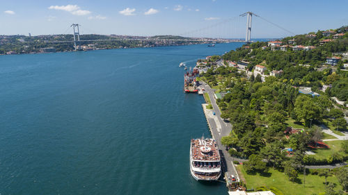 High angle view of bridge over sea