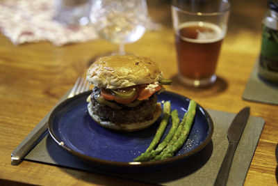 Close-up of drink in plate on table