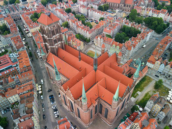 High angle view of buildings in city