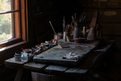 View of messy table