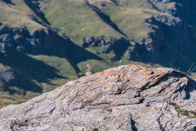 Beautiful view of the italian french alps between italy and france, close up granite rock