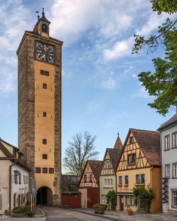 Beautiful view of the burger tower in rothenburg ob der tauber at the sunrise