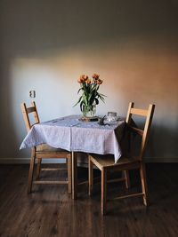 Potted plant on table at home