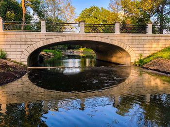 Arch bridge over river