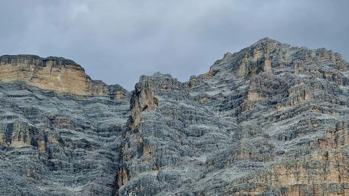 Low angle view of rock formations against sky