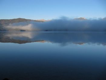 Scenic view of lake against sky