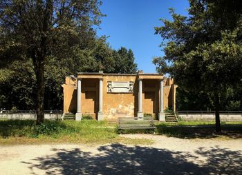 Built structure against trees