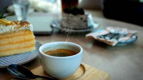 Close-up of coffee on table