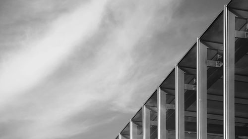 Low angle view of modern building against sky