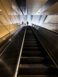 High angle view of escalator