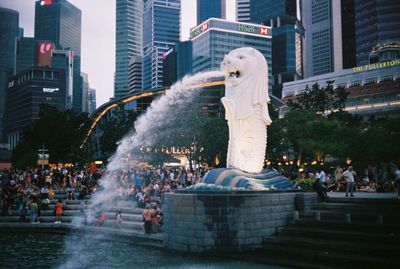 Statue of fountain in city