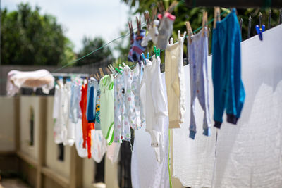 Clothes drying on clothesline